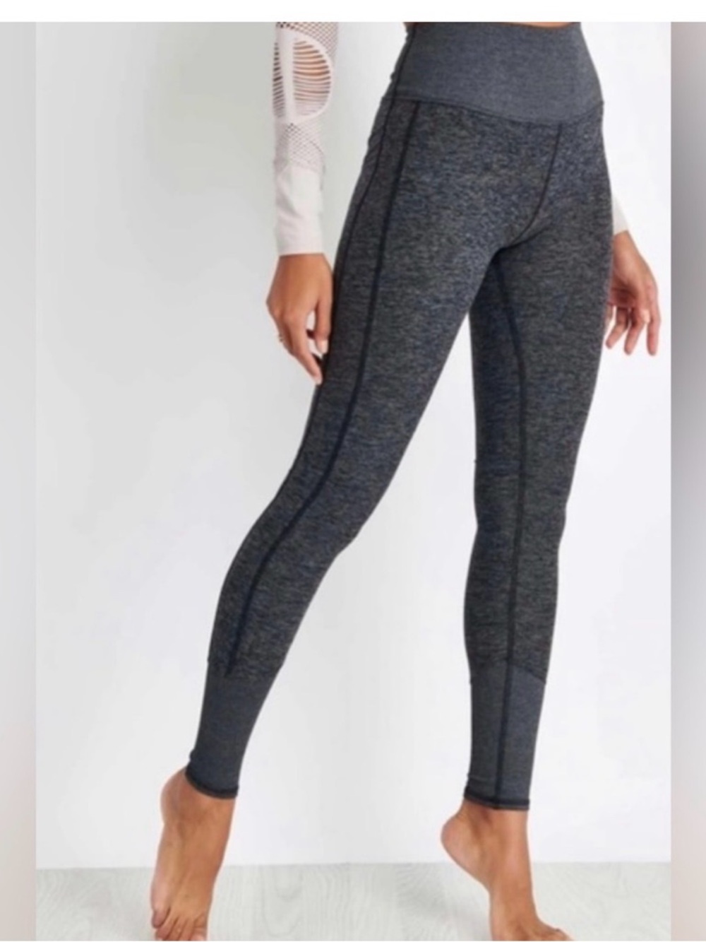 Heather Charcoal High-Waist Seam Detail Leggings